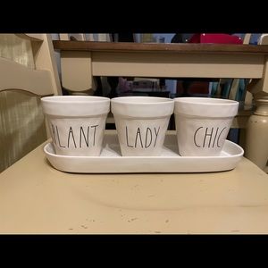 Rae Dunn Plant Lady Chic Flower Pot Set